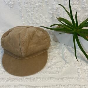 XHILARATION 100% Cotton Newsboy Hat Tan OS Corduroy Classy Sophisticated Preppy
